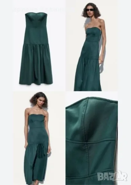 Zara рокля памук с голи рамене, снимка 1