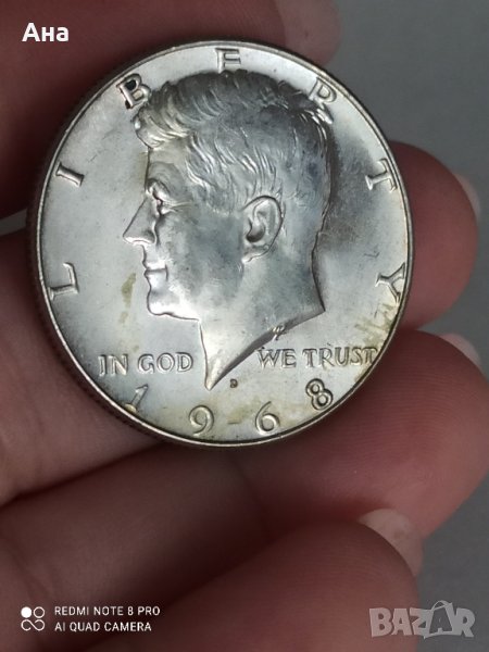 1/2 долар 1968 г сребро, снимка 1