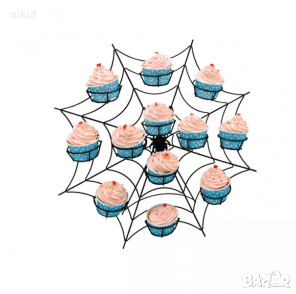 метална стойка поставка паяжина мрежа за 12 бр мъфини мъфина къпкейк кексчета, снимка 1