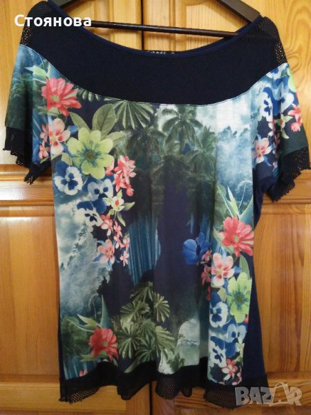 Красива блуза с флорални мотиви - XL, снимка 1