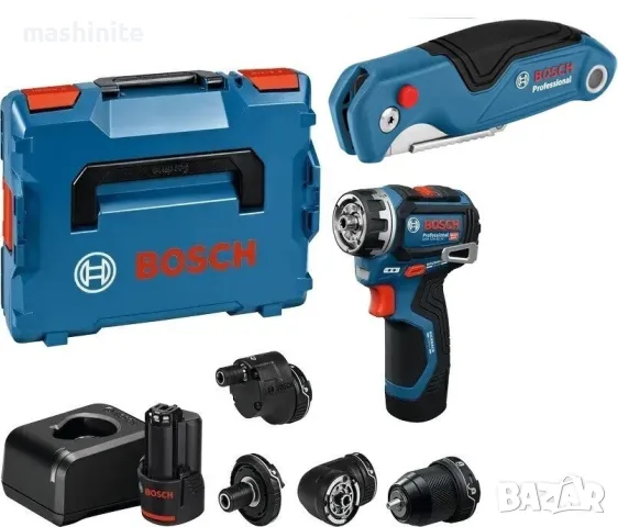 Акумулаторен безчетков винтоверт Bosch 12V GSR , в L-boxx и приставки