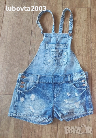 Нов дамски къс дънков гащеризон S размер