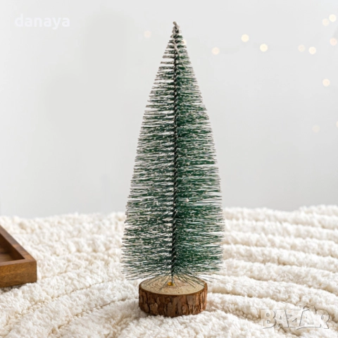 6176 Коледна елхичка на пънче със сняг декоративно дърво за коледна украса, 21 см, снимка 3 - Декорация за дома - 51934291