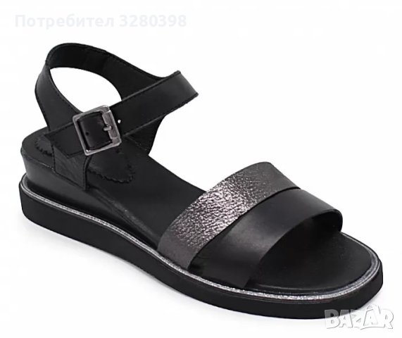 Дамски ежедневни сандали в черен цвят от естествена кожа българско производство, снимка 1 - Сандали - 40876921