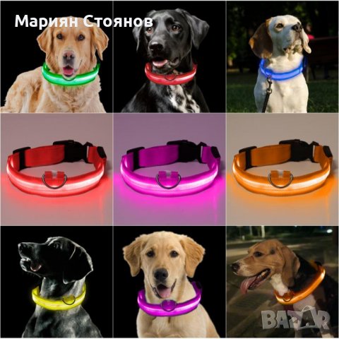 Светещ LED нашийник каишка за куче котка с USB зареждане лед, снимка 2 - Други стоки за животни - 39038682