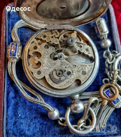 Уникален Швейцарски сребърен джобен часовник Skeleton Gothic  1850 г, снимка 7 - Антикварни и старинни предмети - 49184551
