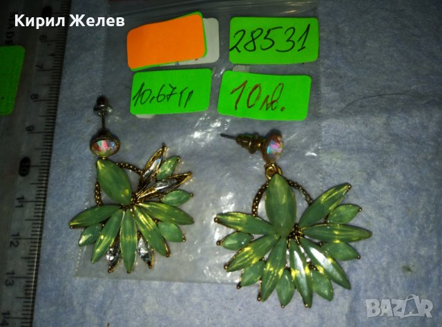 ЧИФТ СТАРИ ВИНТИДЖ АРТ ПОЗЛАТЕНИ КРИСТАЛИ ФЛОРАЛНИ ОБЕЦИ 28531, снимка 2 - Обеци - 42056043