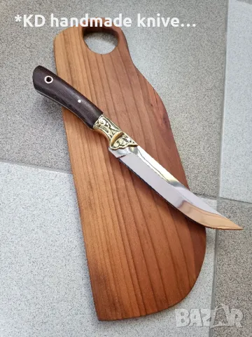 Мезеджийски нож в комплект с орехова дъска от марка KD handmade knives ловни ножове