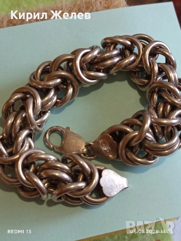 Масивна сребърна гривна Кралска плетка майсторска ръчна изработка 50772, снимка 10 - Гривни - 52984918