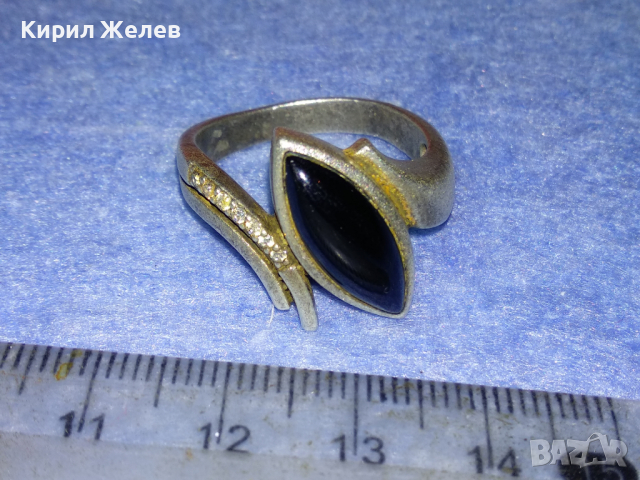 РАЗКОШЕН СКЪПОЦЕНЕН СРЕБЪРЕН ПРЪСТЕН СРЕБРО 925 с ШЛИФОВАН ЧЕРЕН ОНИКС и  ФАСЕТИРАНИ ЦИРКОНИ 43795, снимка 12 - Пръстени - 44659428