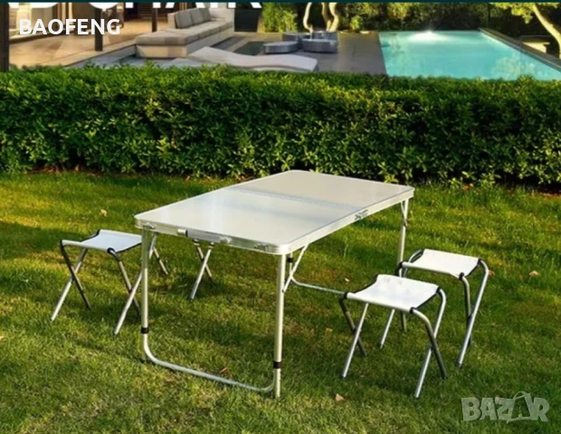 Промо Промоция Нови Компект Сгъваема Маса и 4 Стола Malatec от алуминии ULTRA от вносител , снимка 1
