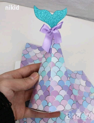 Опашка русалка с люспКартонена кутия кутийка за лакомства сувенир подарък парти рожден ден картонени, снимка 3 - Кутии за храна - 50622868