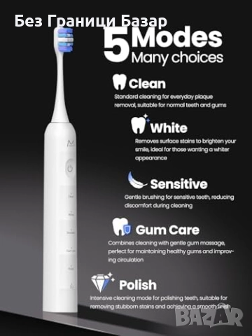 Нова Електрическа четка за зъби IPX8, 180 дни батерия, 4 глави, 5 режима, снимка 4 - Други - 52497531