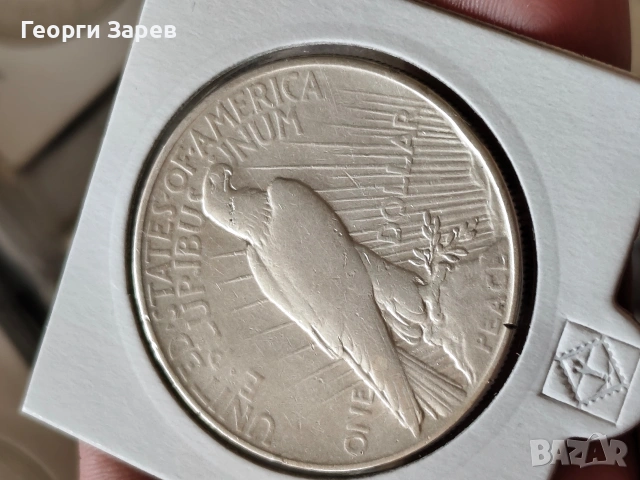 Сребърен долар 1922 год, тегло 26.73 гр, проба 900/1000, снимка 4 - Нумизматика и бонистика - 53568924