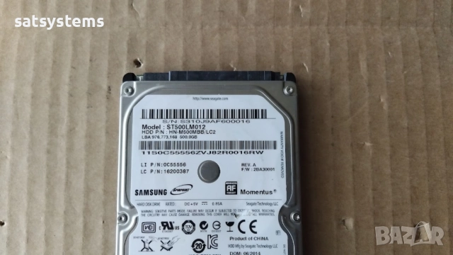 Хард диск Laptop Seagate Samsung ST500LM012 HN 500GB SATA 3.0Gb/s, снимка 2 - Твърди дискове - 45007276