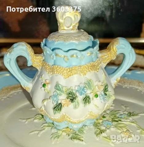 Колекционерски ,минималистичен бароков сет за чай, снимка 5 - Антикварни и старинни предмети - 50789334