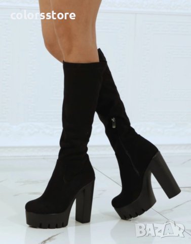 Ботуши на ток - черeн велур - NA10