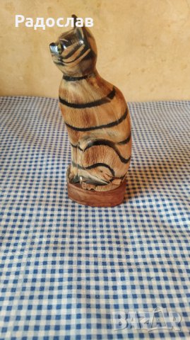 дървена фигурка Котка , снимка 5 - Статуетки - 41522549