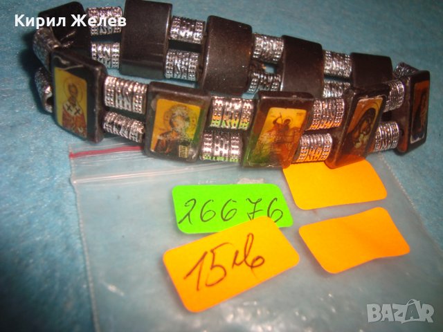 РЕЛИГИОЗНА СРЕБРИСТА МАГНИТНА АРТ ГРИВНА с ПРАВОСЛАВНИ ИКОНКИ от КАМЪК МАГНЕТИТ 26676, снимка 2 - Гривни - 34806172