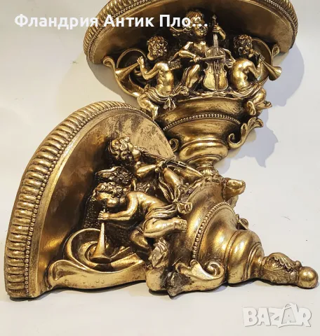 Декоративна конзола с барокови мотиви – музиканти амурчета, снимка 5 - Декорация за дома - 49644693