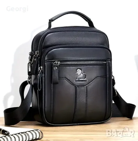 Американска, Класическа Мъжка бизнес чанта с дръжка•Премиум Естествена кожа!, снимка 3 - Чанти - 49293207