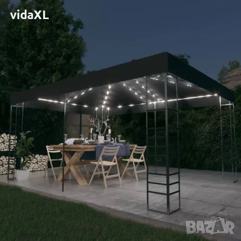 vidaXL Шатра с LED светещи стрингове, 3х4 м, антрацит（SKU: 3070308）, снимка 2 - Градински мебели, декорация  - 56077845