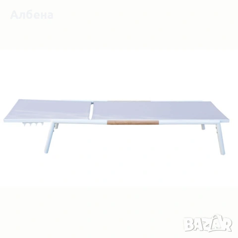 Градински шезлонг с 5 позиции – Бял или Черен | 200 см, снимка 4 - Градински мебели, декорация  - 53869430