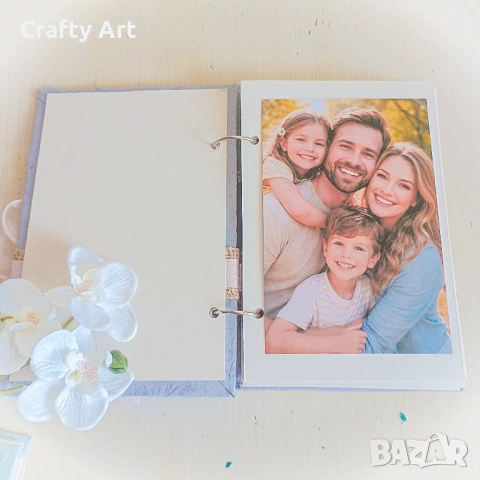 Ръчно изработен албум от рециклирана хартия в лилаво – за 20 снимки (10x15 см), снимка 2 - Декорация за дома - 53823397