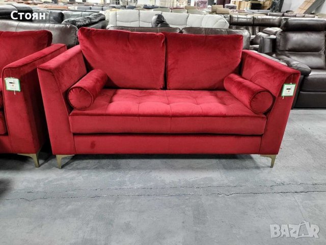 Нови Червени дивани от плат тройка,двойка и табуретка "Idol", снимка 3 - Дивани и мека мебел - 39711887
