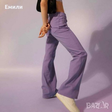 H&M нов дамски панталон с ниска талия и клоширани крачоли в лилав цвят р-р S (EU 38), снимка 2 - Панталони - 44405698