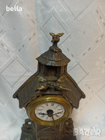 Много стар антикварен каминен часовник ,порцеланов циферблат , снимка 4 - Антикварни и старинни предмети - 50896524