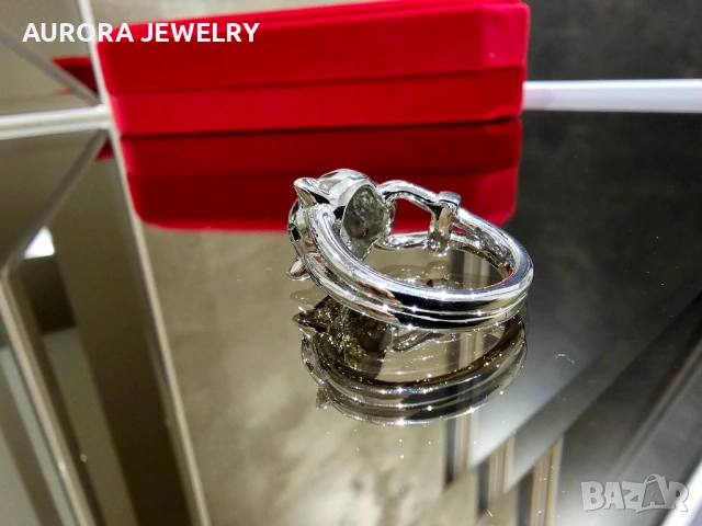 CARTIER Panthere de Cartier White Gold Black 5 Diamonds Пръстен, снимка 6 - Пръстени - 53238975