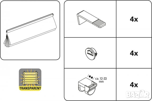 Римска щора GARDINIA EASYFIX без пробиване, за затягане, римска щора, прозрачна, снимка 7 - Щори - 39955739