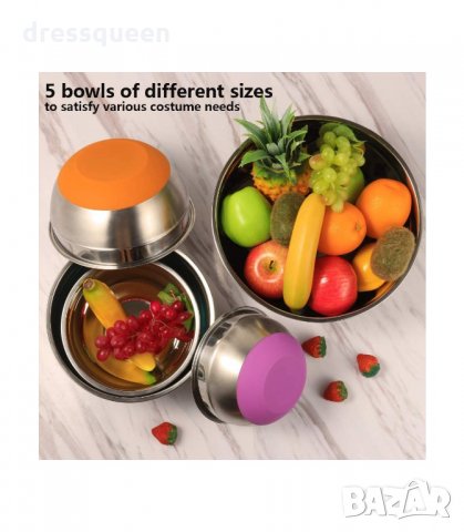 3155 Метални купи за разбъркване със силиконово дъно, снимка 16 - Съдове за готвене - 34237846