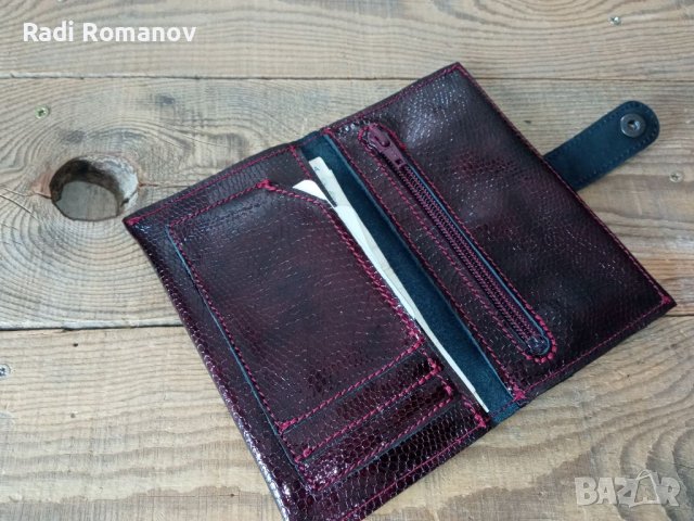 Дамски кожен портфейл, дамско портмоне,ръчна изработка, бордо, снимка 9 - Портфейли, портмонета - 41421087