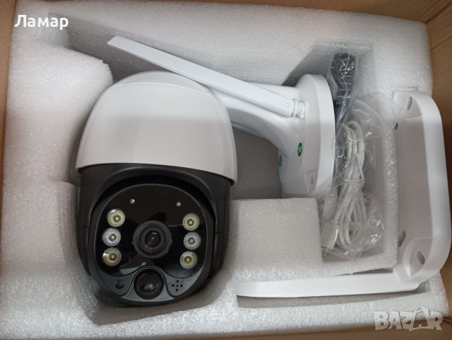 Соларна безжична въртяща се водоустойчива камера WI FI 5MP проследяване на движение LED осветяване, снимка 4 - IP камери - 37859368