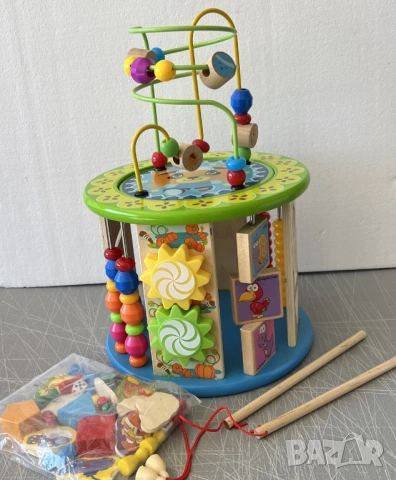 Монтесори образователен куб от масивно дърво