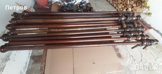 Комплект дървени корнизи - 7 бр. (110 см.), снимка 1 - Пердета и завеси - 44276911
