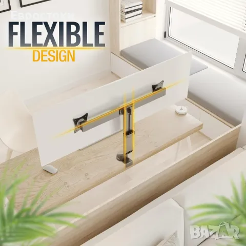 RICOO TS3811 Регулируема накланяща се стойка за маса с 2 екрана 17-27 инча (43-69 см) за компютър , снимка 8 - Други - 47906740