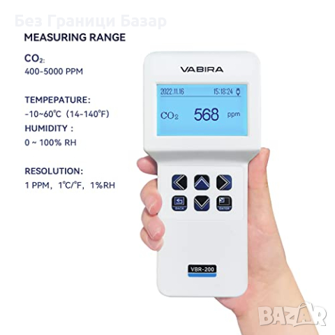 Нов точен CO2 Метър NDIR Технология Логер Температура Влажност VPD, снимка 4 - Друга електроника - 44681374