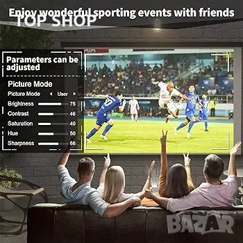 Проектор THREE ANTS Full HD Supporto 4K 1080P Native, 5G WiFi Bluetooth, домашно кино, снимка 7 - Плейъри, домашно кино, прожектори - 48787767