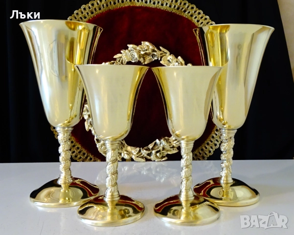 Бронзови чаши за вино 140 мл.,релефно грозде,позлата. , снимка 13 - Антикварни и старинни предмети - 52228282