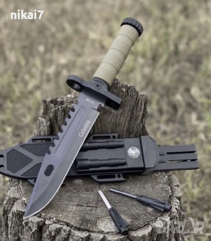 ловен НоЖ тактическият+компас+кремък+точило Columbia USA за оцеляване, снимка 10 - Ножове - 41771378