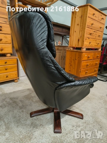 3992 Relax кресло с отоманка от естествена кожа в отлично състояние , снимка 4 - Дивани и мека мебел - 53374060