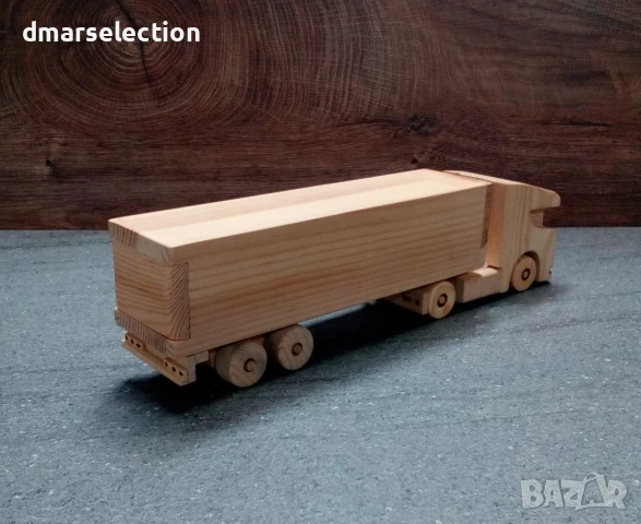  Декоративно дървено камионче с ремарке, снимка 4 - Други - 44670358