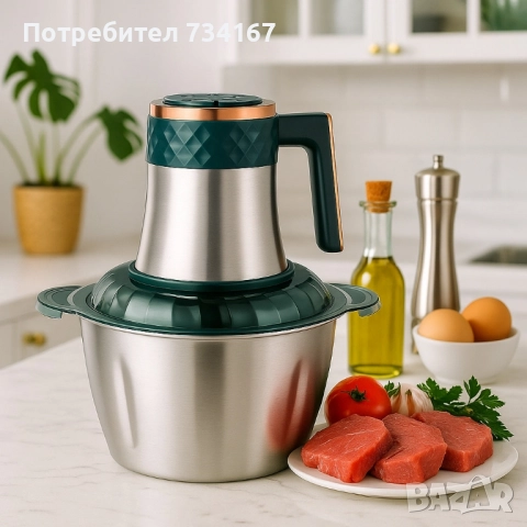 Многофункционален кухненски чопър Kitchen Expert 3L SUS 304 – бързо мели, реже и пюрира без усилие, снимка 3 - Чопъри и пасатори - 51886879