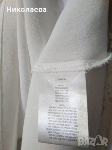 Елегантна бяла блуза с дантела,L , снимка 6 - Блузи с дълъг ръкав и пуловери - 35757477