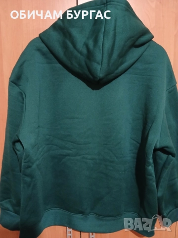 3xl НОВ ТОПЪЛ СУИТШЪР В МАСЛЕНО ЗЕЛЕН ЦВЯТ С ЦИП,КАЧУЛКА И ЩАМПА ОТПРЕД И НА ЛЕВИЯ РЪКАВ, снимка 5 - Блузи с дълъг ръкав и пуловери - 52426627