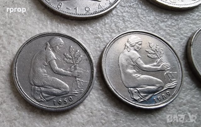Монети . Германия.  1 , 2  дойче марки и  3 бройки по 50 пфенига., снимка 8 - Нумизматика и бонистика - 38325471