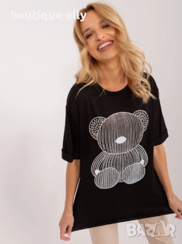 дамска тениска туника в бяло и черно, снимка 2 - Тениски - 51757612